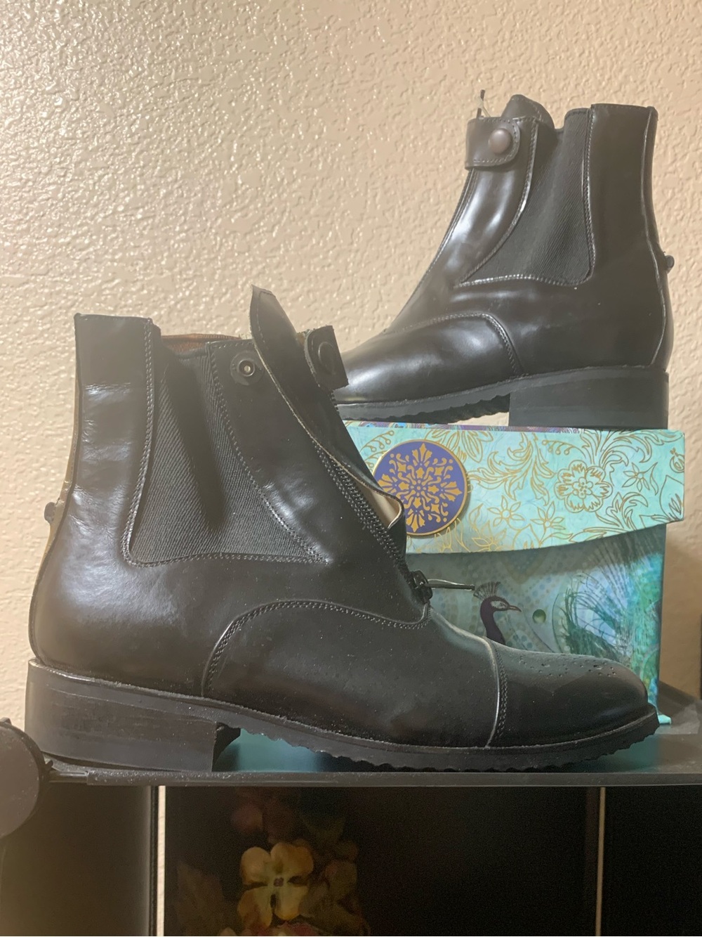 Brangier black leather ladies riding boots